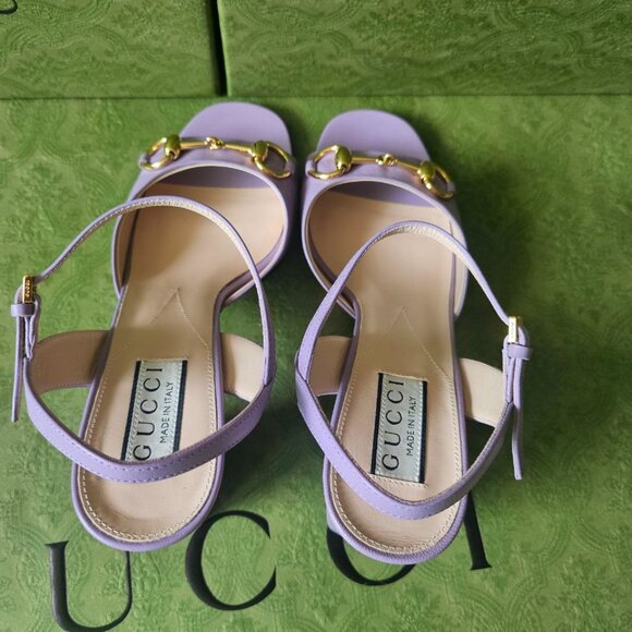 GUCCI Women's Mid-heel Sandal With Horsebit In Yellow size 37 - Picture 4 of 11